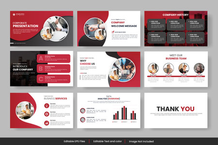 Vector corporate business presentation project proposal template, profile design, project report, corporate profileのイラスト素材