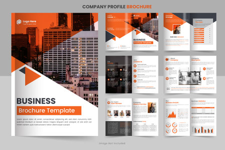 company profile brochure design, minimal multipage business brochure template design, annual report, corporate company profile, editable template layoutのイラスト素材
