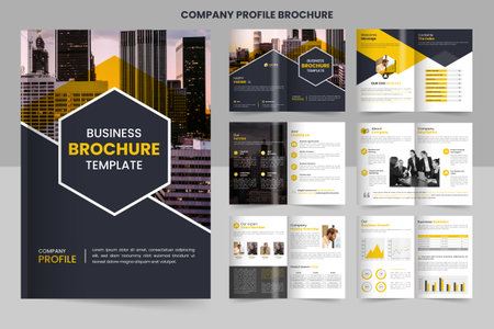 company profile brochure design, minimal multipage business brochure template design, annual report, corporate company profile, editable template layoutのイラスト素材