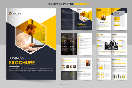 company profile brochure design, minimal multipage business brochure template design, annual report, corporate company profile, editable template layoutのイラスト素材