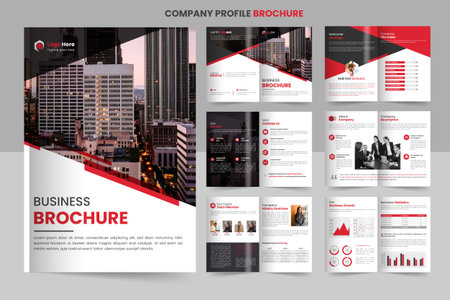 company profile brochure design, minimal multipage business brochure template design, annual report, corporate company profile, editable template layoutのイラスト素材