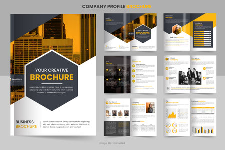 company profile brochure design, minimal multipage business brochure template design, annual report, corporate company profile, editable template layoutのイラスト素材