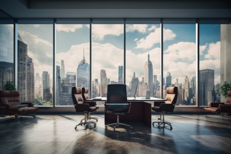 corporate office room with empty seats , luxury office room decoration for business purpose ai generatorの素材