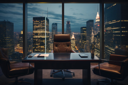corporate office room with empty seats , luxury office room decoration for business purpose ai generatorの素材