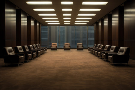 corporate office room with empty seats , luxury office room decoration for business purpose ai generatorの素材