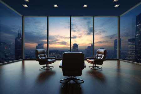corporate office room with empty seats , luxury office room decoration for business purpose ai generatorの素材
