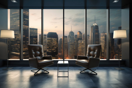corporate office room with empty seats , luxury office room decoration for business purpose ai generatorの素材