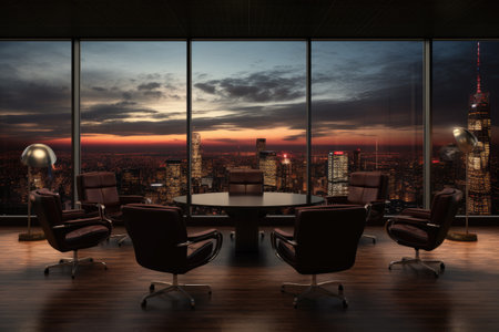 corporate office room with empty seats , luxury office room decoration for business purpose ai generatorの素材