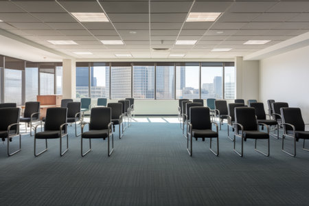 corporate office room with empty seats , luxury office room decoration for business purpose ai generatorの素材