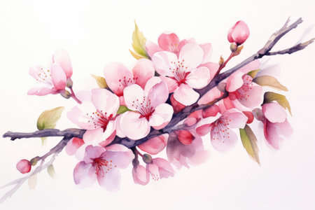 Closeup of spring seasonal cherry blossom flower and sakura flower on bokeh background Ai generatedの素材
