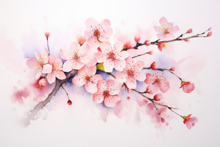 Closeup of spring seasonal cherry blossom flower and sakura flower on bokeh background Ai generatedの素材