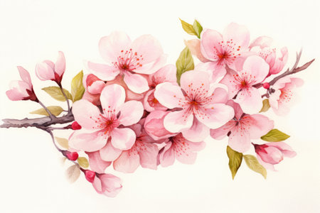 Closeup of spring seasonal cherry blossom flower and sakura flower on bokeh background Ai generatedの素材