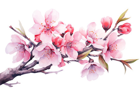 Closeup of spring seasonal cherry blossom flower and sakura flower on bokeh background Ai generatedの素材