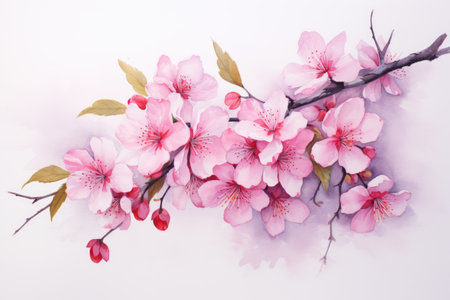 Closeup of spring seasonal cherry blossom flower and sakura flower on bokeh background Ai generatedの素材