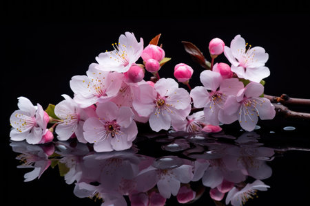 Closeup of spring seasonal cherry blossom flower and sakura flower on bokeh background Ai generatedの素材