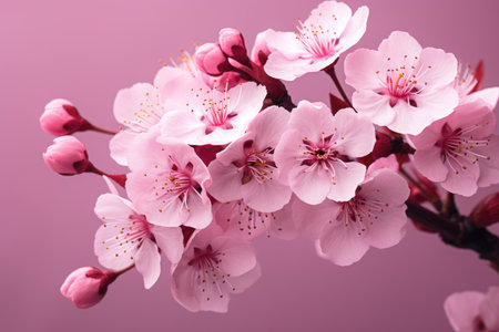 Closeup of spring seasonal cherry blossom flower and sakura flower on bokeh background Ai generatedの素材