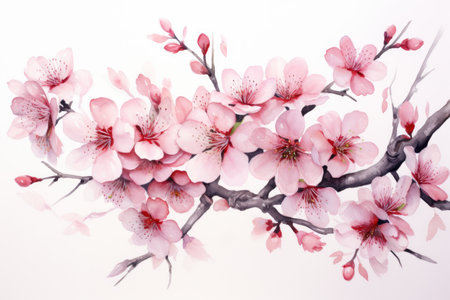 Closeup of spring seasonal cherry blossom flower and sakura flower on bokeh background Ai generatedの素材