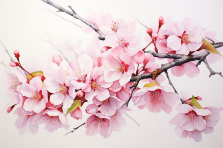 Closeup of spring seasonal cherry blossom flower and sakura flower on bokeh background Ai generatedの素材