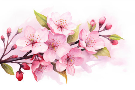 Closeup of spring seasonal cherry blossom flower and sakura flower on bokeh background Ai generatedの素材
