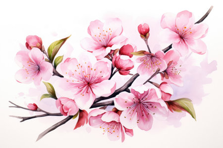 Closeup of spring seasonal cherry blossom flower and sakura flower on bokeh background Ai generatedの素材