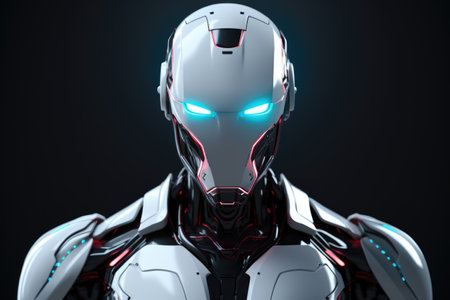 Modern futuristic robot with glowing eyes Ai generatedの素材
