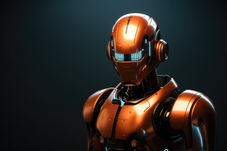 Modern futuristic robot with glowing eyes Ai generatedの素材