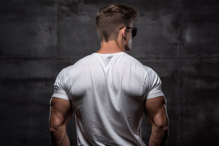 Young bodybuilder man at gym, Young male bodybuilder showing his body and posing and doing sports exercises in the gym Ai Generatedの素材