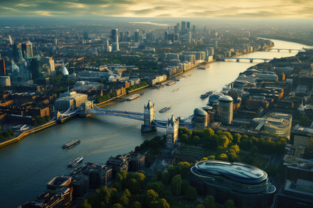 Beautiful London and the river , London City Ai generatedの素材