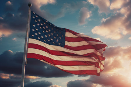 American flag on sky Ai generatedの素材