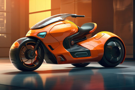 Modern orange sport scooter in the studio. 3D rendering.の素材