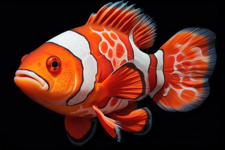 Beautiful Clownfish, An image of a clownfish nestled among the tentacles of a sea anemone Ai generatedの素材