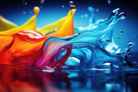 Color drop into water wallpaper, Paint and ink dropping into water, acrylic paint, color explosion, abstract, on white background AI generatedの素材