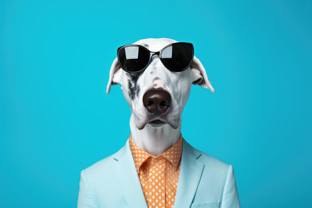 Studio shot of a funny face dog on an isolated background, a Pet dog looking at camera, front view portrait, one animal. Pet care and animals concept. Ai generatedの素材