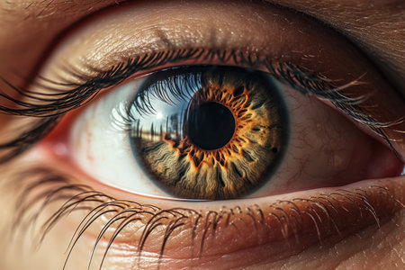 Close up micro picture of person's eye. Ai generatedの素材