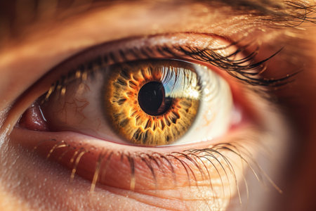 Close up micro picture of person's eye. Ai generatedの素材