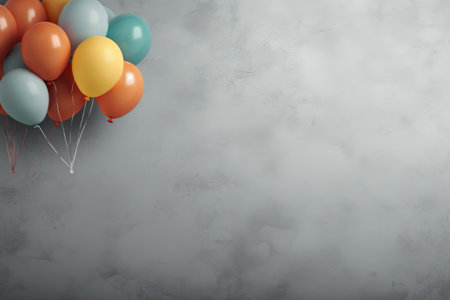 Background with shiny balloons, Celebration background with balloons. Festival, holiday, party, or event backdrop with a place for text. Ai generatedの素材