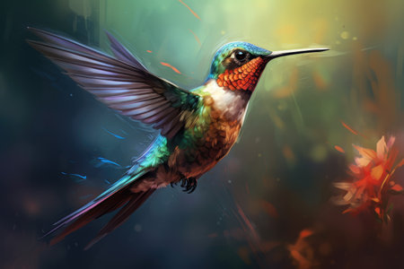 flying hummingbird, AI generatedの素材