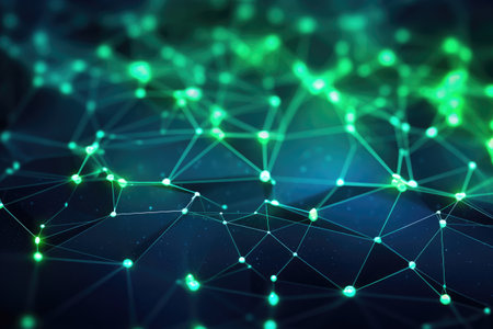 Connection structure. 3d rendering , Abstract polygonal space low poly dark background with connecting dots and lines. Connection structure. 3d rendering, Ai generatedの素材