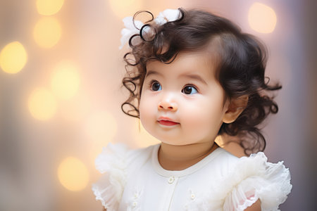 Cute little baby with blur background, Ai generatedの素材