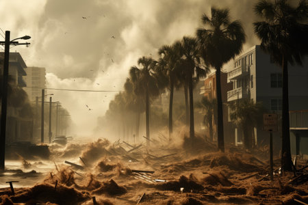 Hurricane in Florida state of United States, Ai generatedの素材