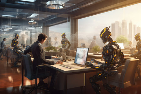 Quantum Computer Research by Scientists in High-Tech Laboratory, futuristic user interfaces . Ai generatedの素材