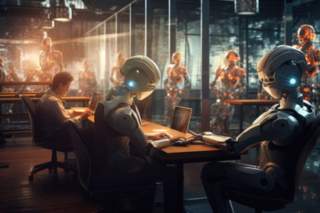 Quantum Computer Research by Scientists in High-Tech Laboratory, futuristic user interfaces . Ai generatedの素材