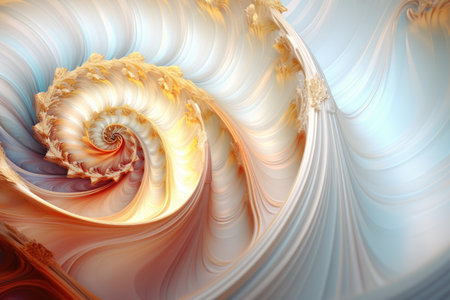 Abstract fractal. Fractal art background Nautilus shell for creative design. Decoration for wallpaper, closeup of a nautilus shell, Ai generatedの素材