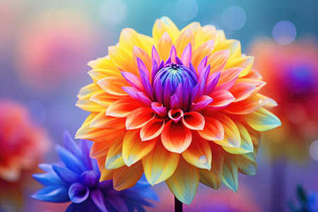 Colorful dahlia flower with blur background , Ai generatedの素材