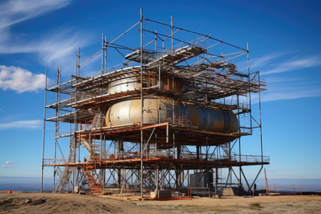Meteorological tower under construction, a large tower for cellular communication antennas or meteorological sensors, AI generatedの素材