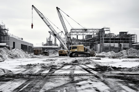 monochrome picture of a construction site, construction site in black and white AI generatedの素材