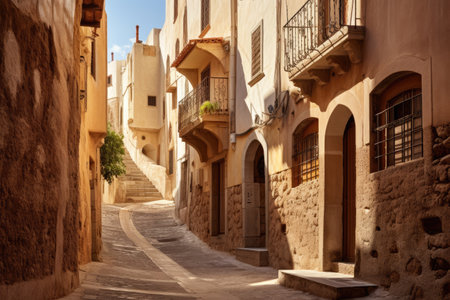 A maze of narrow streets in a Mediterranean town Ai generatedの素材