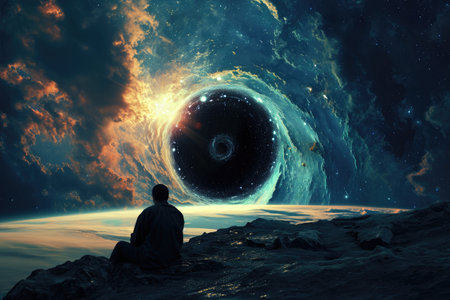 A physicist studying a black hole AI generatedの素材