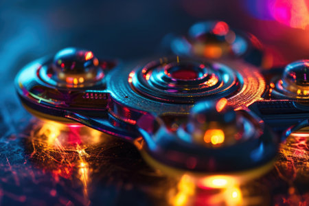 Close up of a spinning Fidget spinner AI generatedの素材