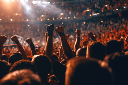 Crowded stadium cheering at a boxing match AI generatedの素材